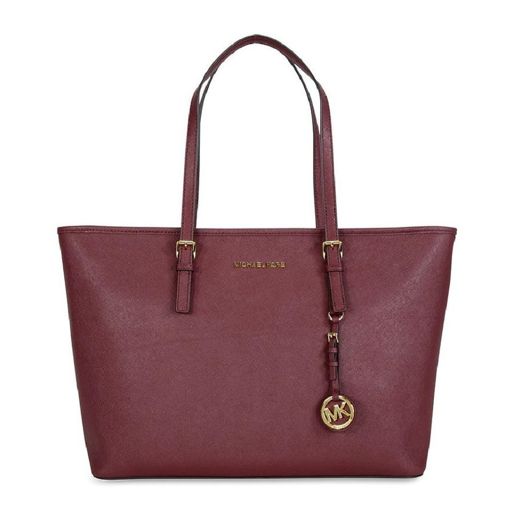 Burgundy Michael Kors MD Jet Set Tote